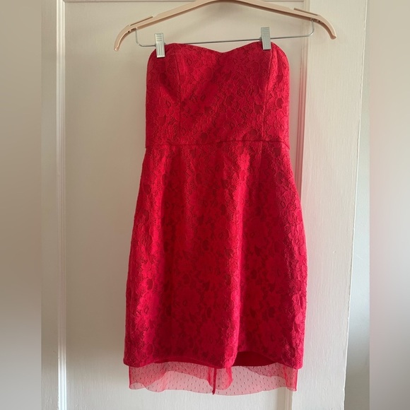 BCBGMaxAzria Dresses & Skirts - BCBGMaxAzria Red Lace Mini Dress